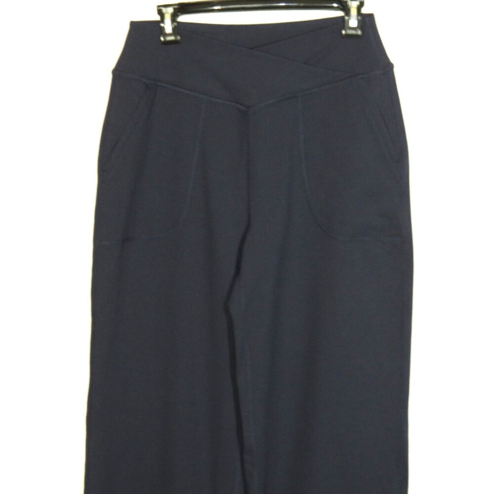 Halara Navy Crossover Wide Leg Split Ankle Active Yoga Pants Size Large - Picture 5 of 11